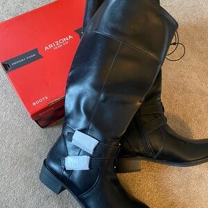 Arizona Jean Company Women's Sleek Black Over the Knee Boots Wide Calf